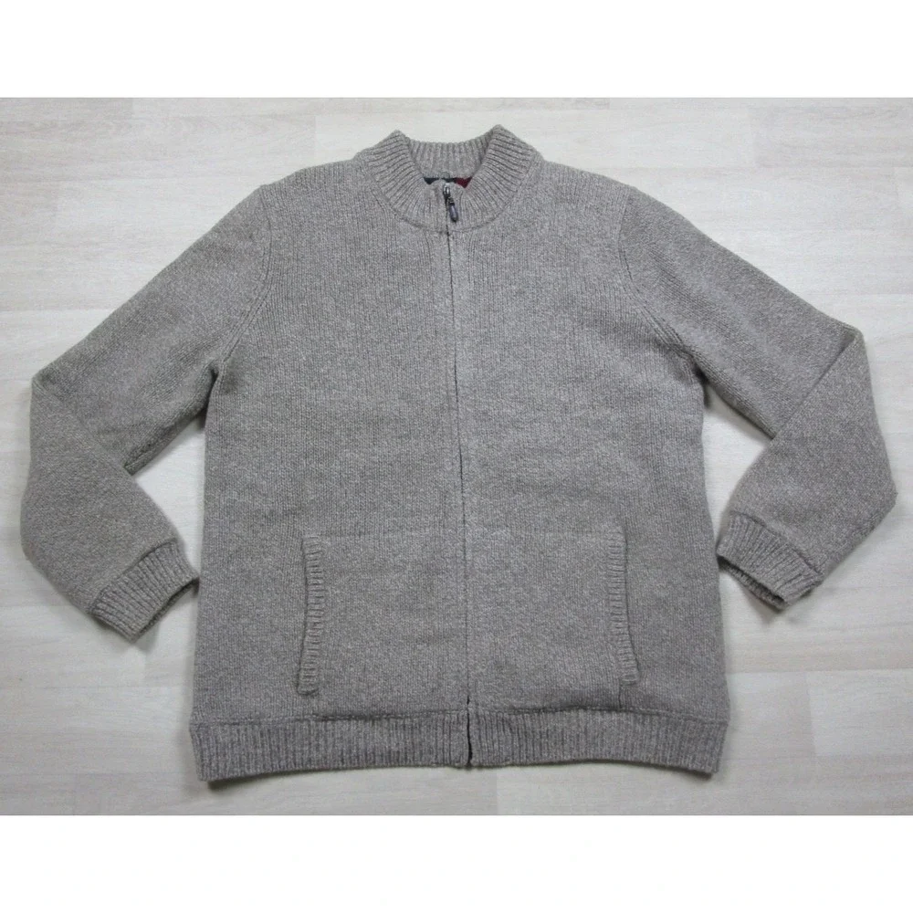 L.L.Bean Classic Ragg Lambswool Cardigan Sweater Men's (XXL) Flannel Lined Zip